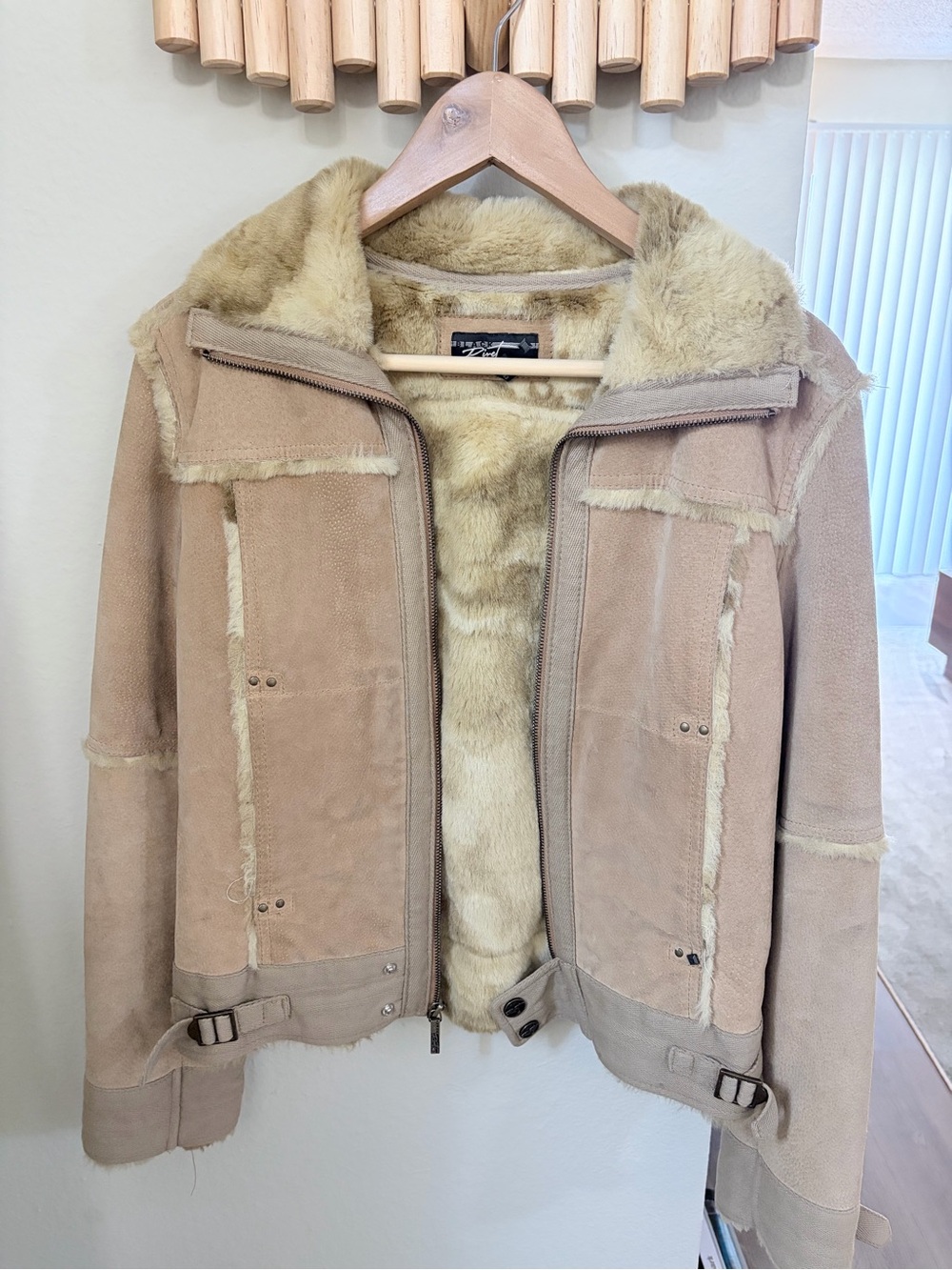 Black Rivet Cream Faux Shearling Jacket
